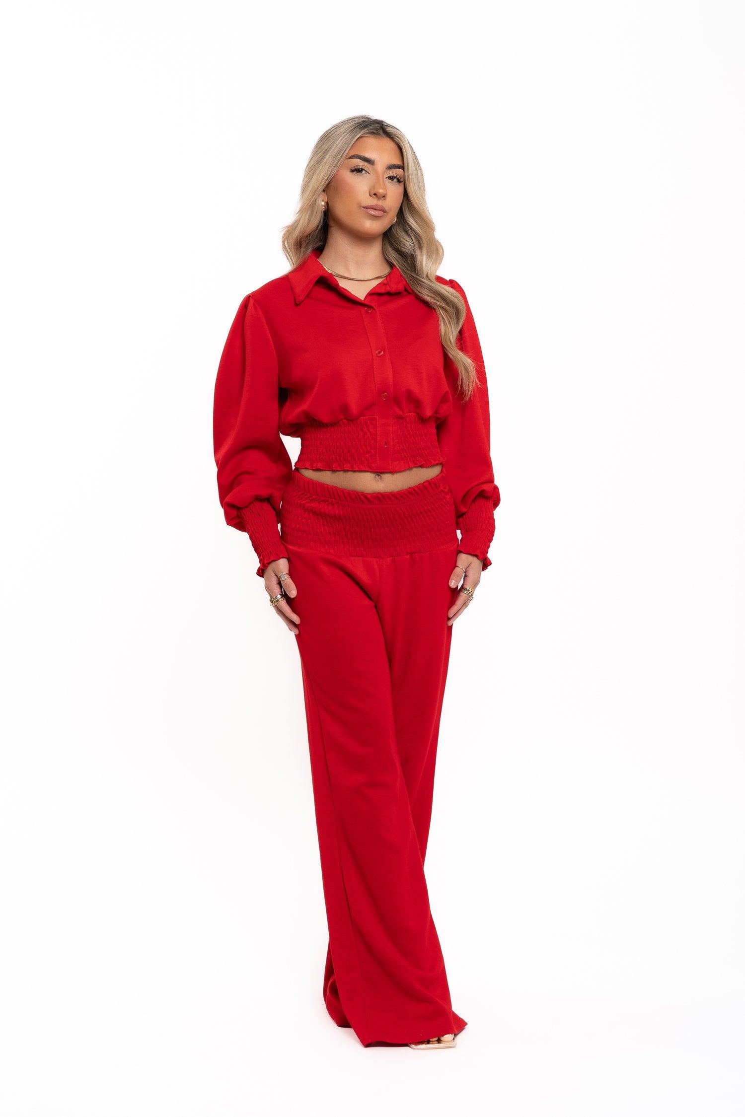 Red Buttoned Lounge Set