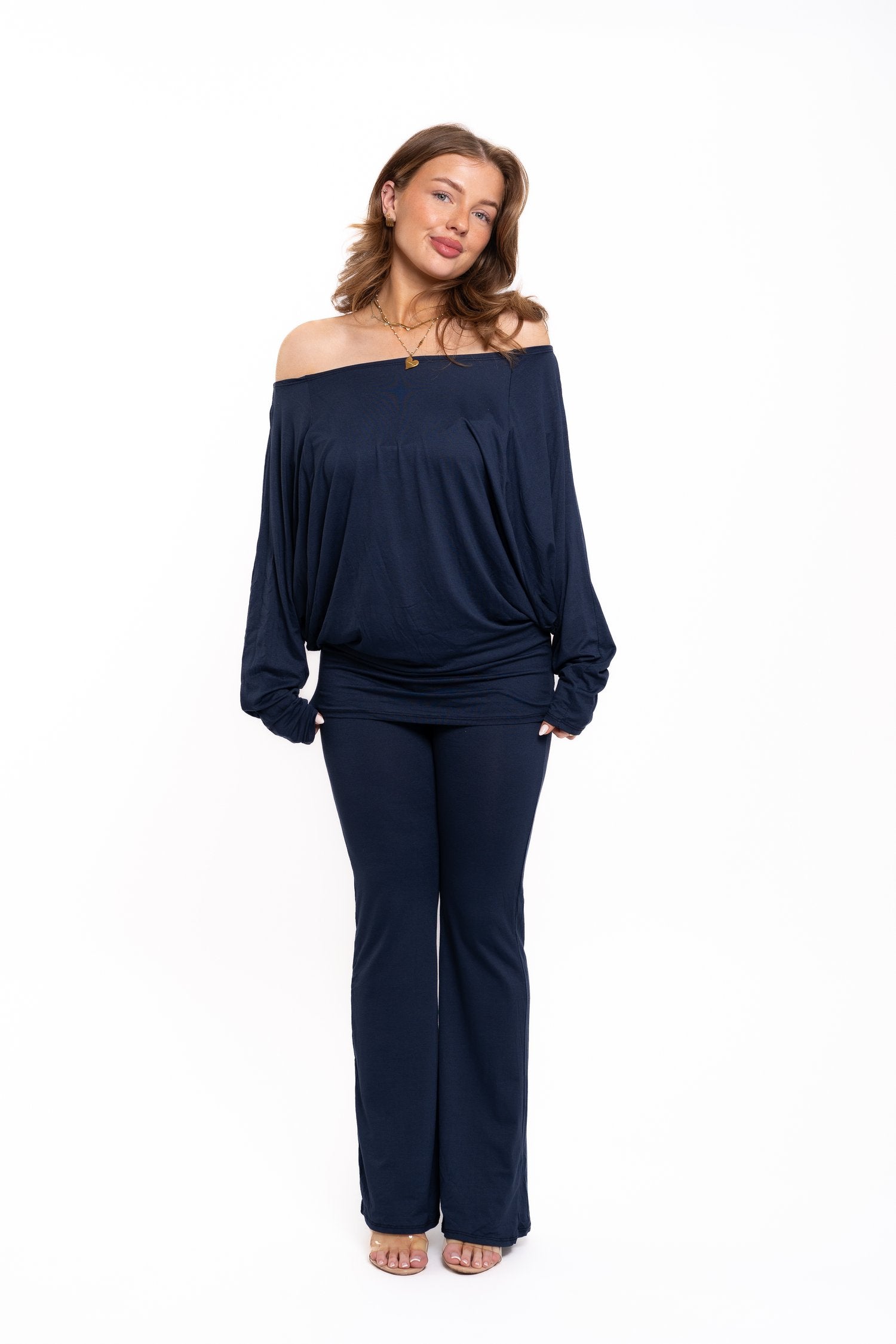 Navy Off The Shoulder Co Ord