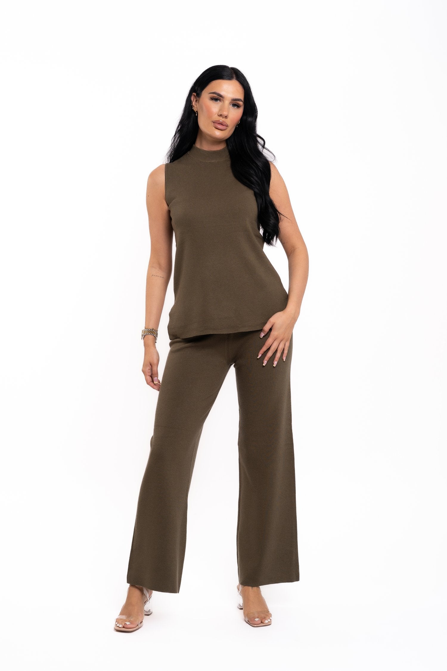 Khaki Soft Knit Trouser Set
