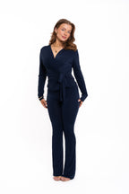 Navy Silky Tie Up Co Ord