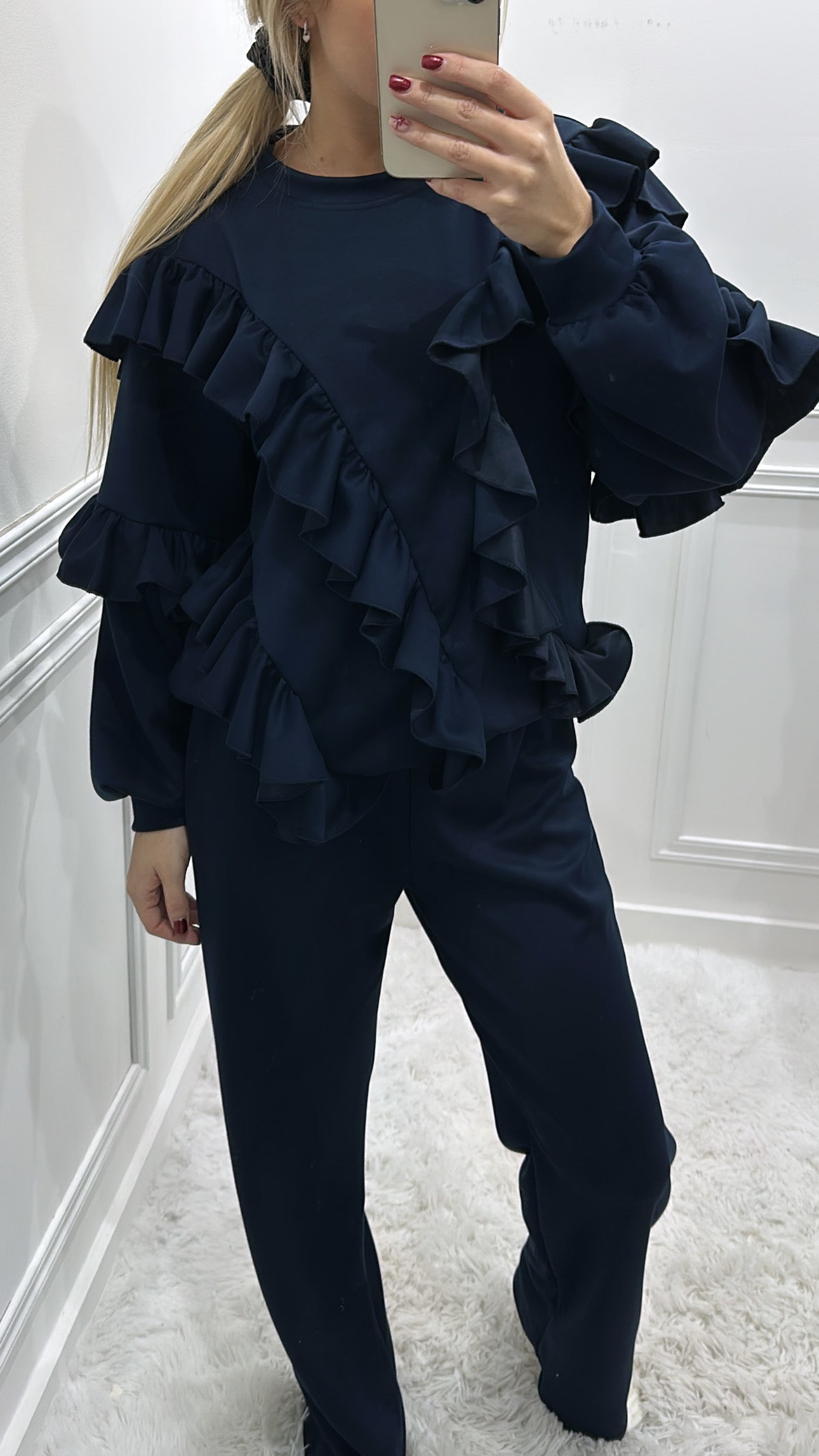 Navy Ruffle Tracksuit