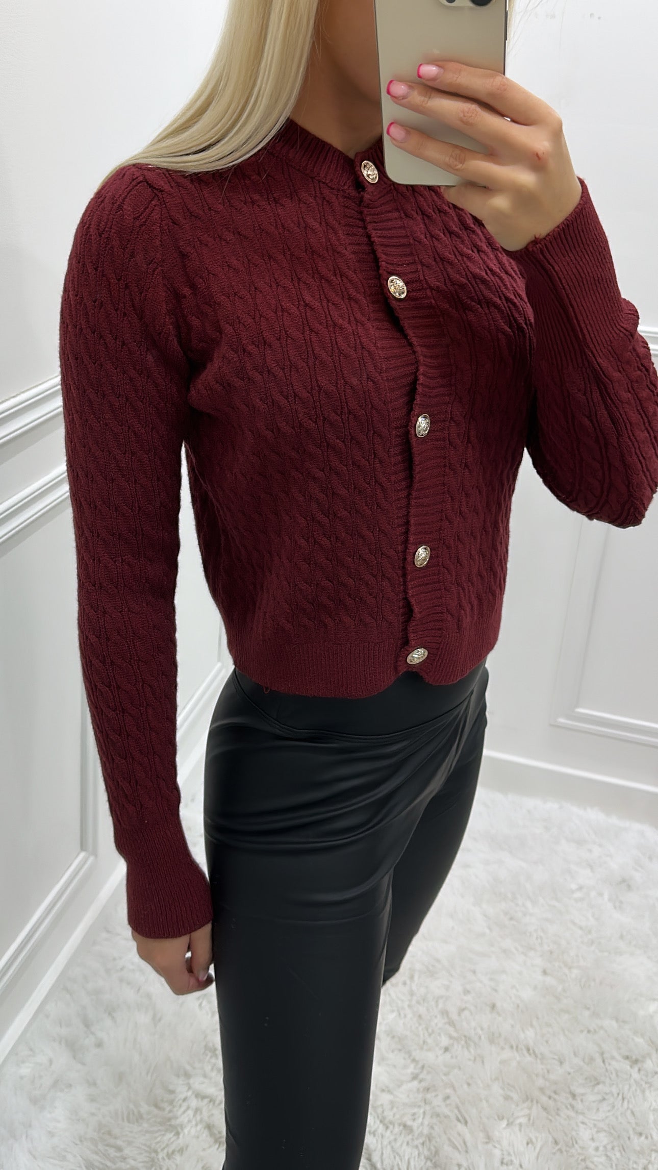 Burgundy Cable Knit Jumper