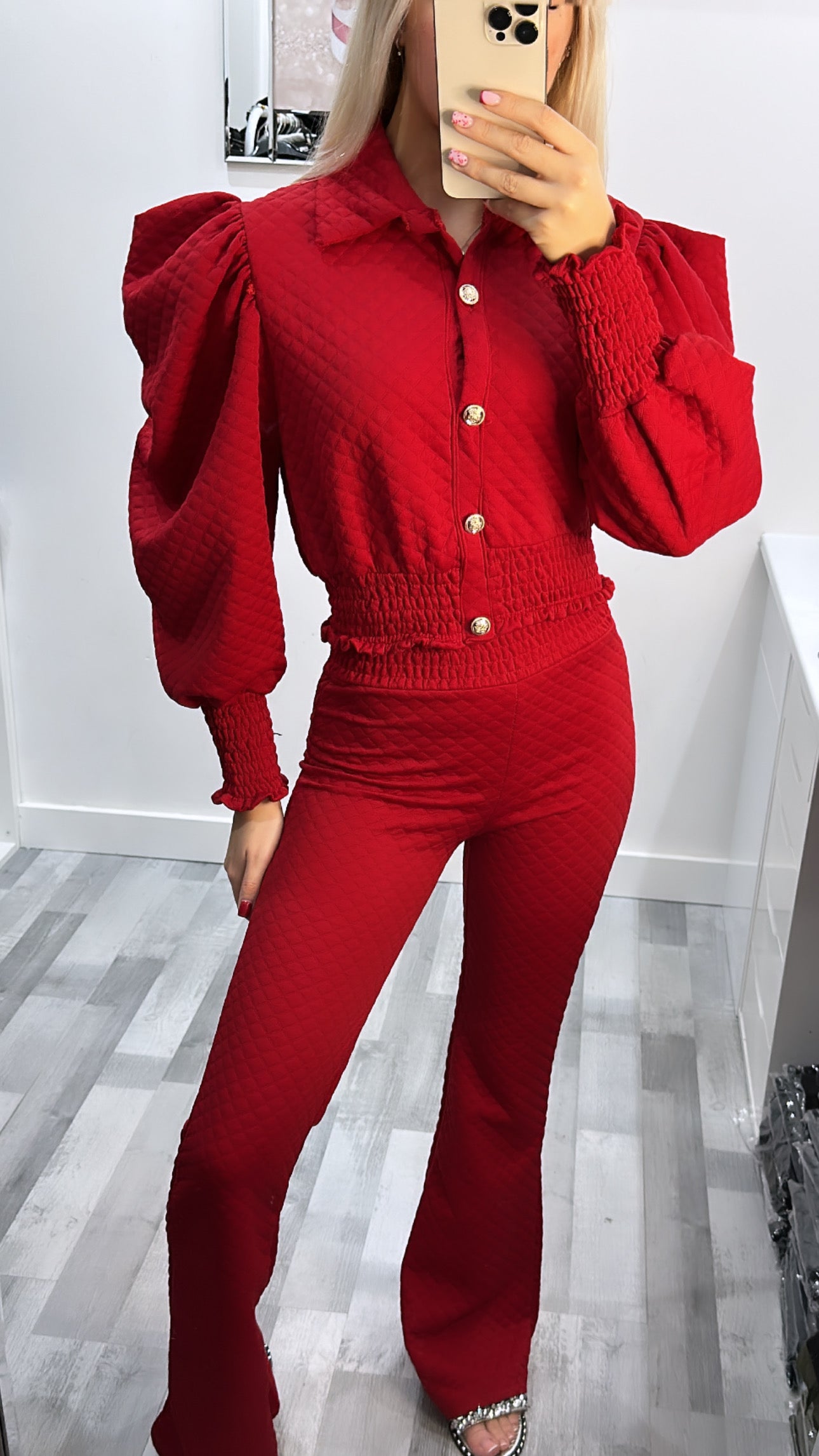 Red Quilted Lounge Set