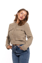 Premium Gold Button Blazer Olive