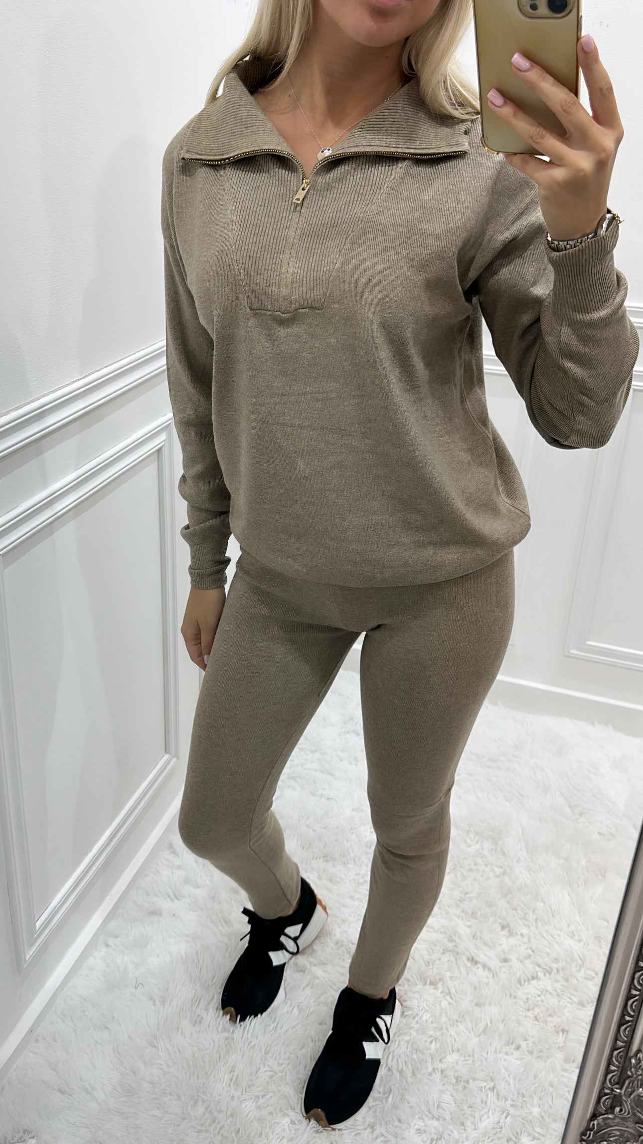 Mocha & Gold Quarter Zip Tracksuit