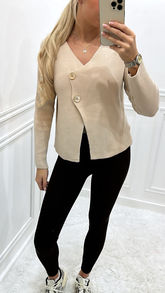 Beige Soft Knit Cardigan Jumper