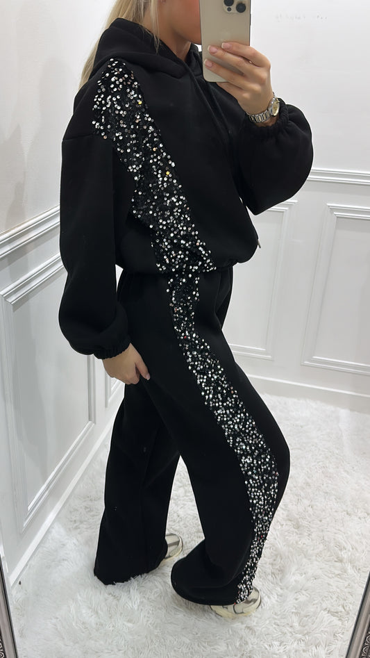 Black Sequin Tracksuit