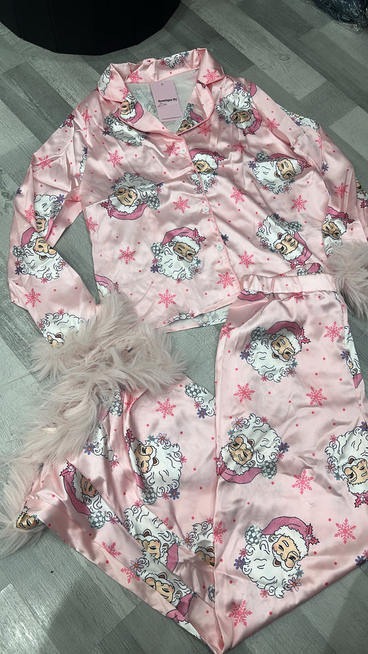 Pink Satin Christmas Pyjamas