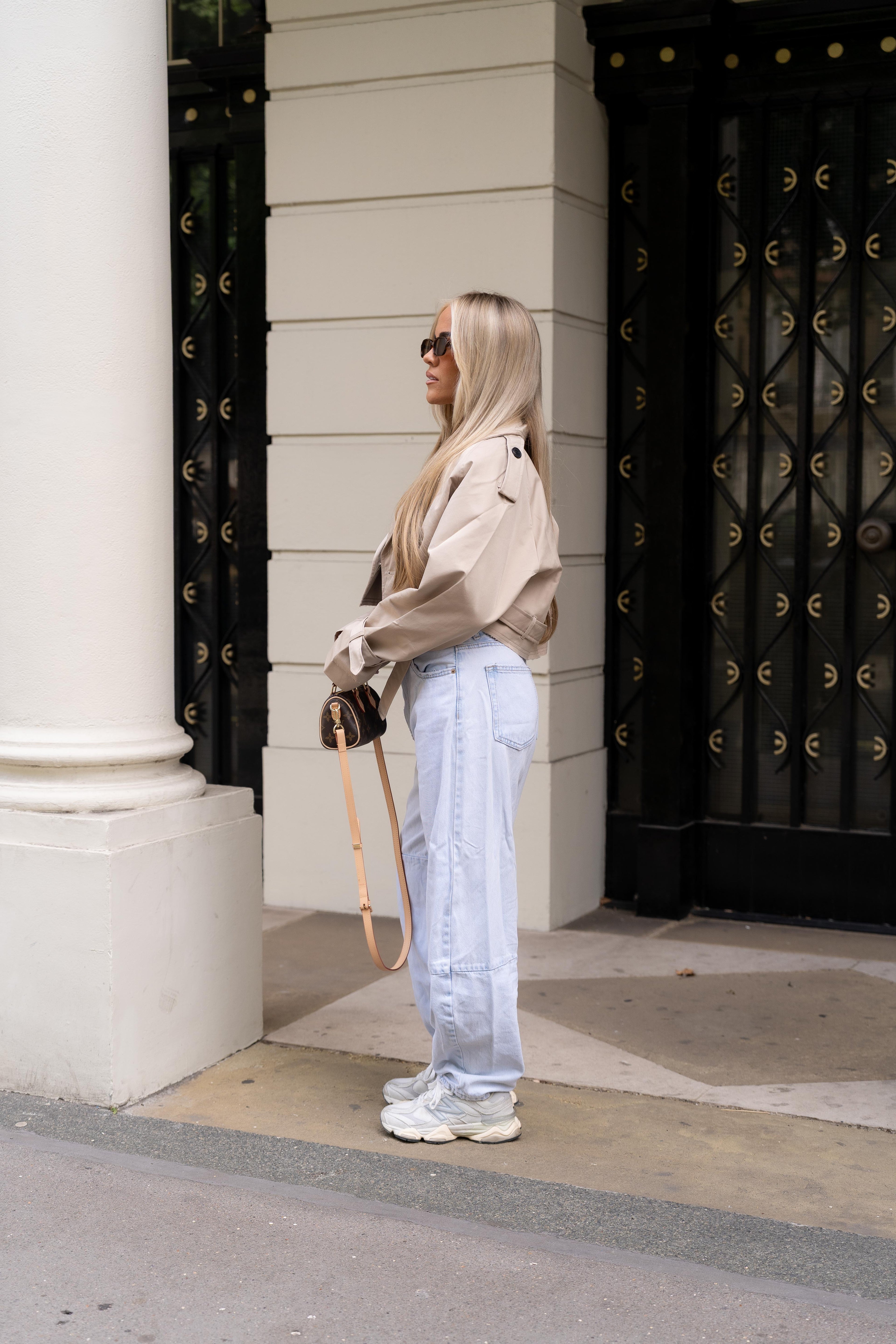 Cropped Mini Trench Coat Beige
