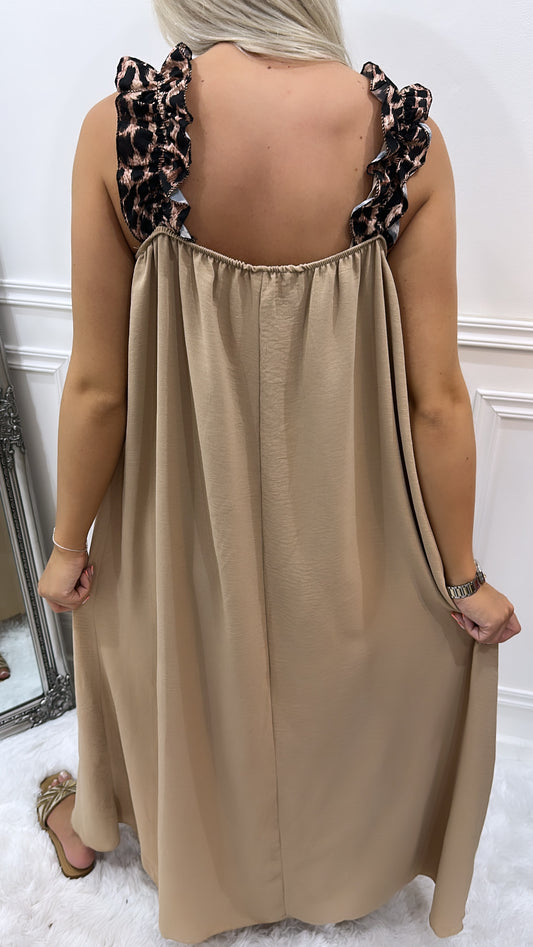 Beige Leopard Maxi Dress