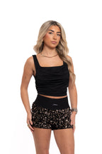 Black Sequin Mini Shorts