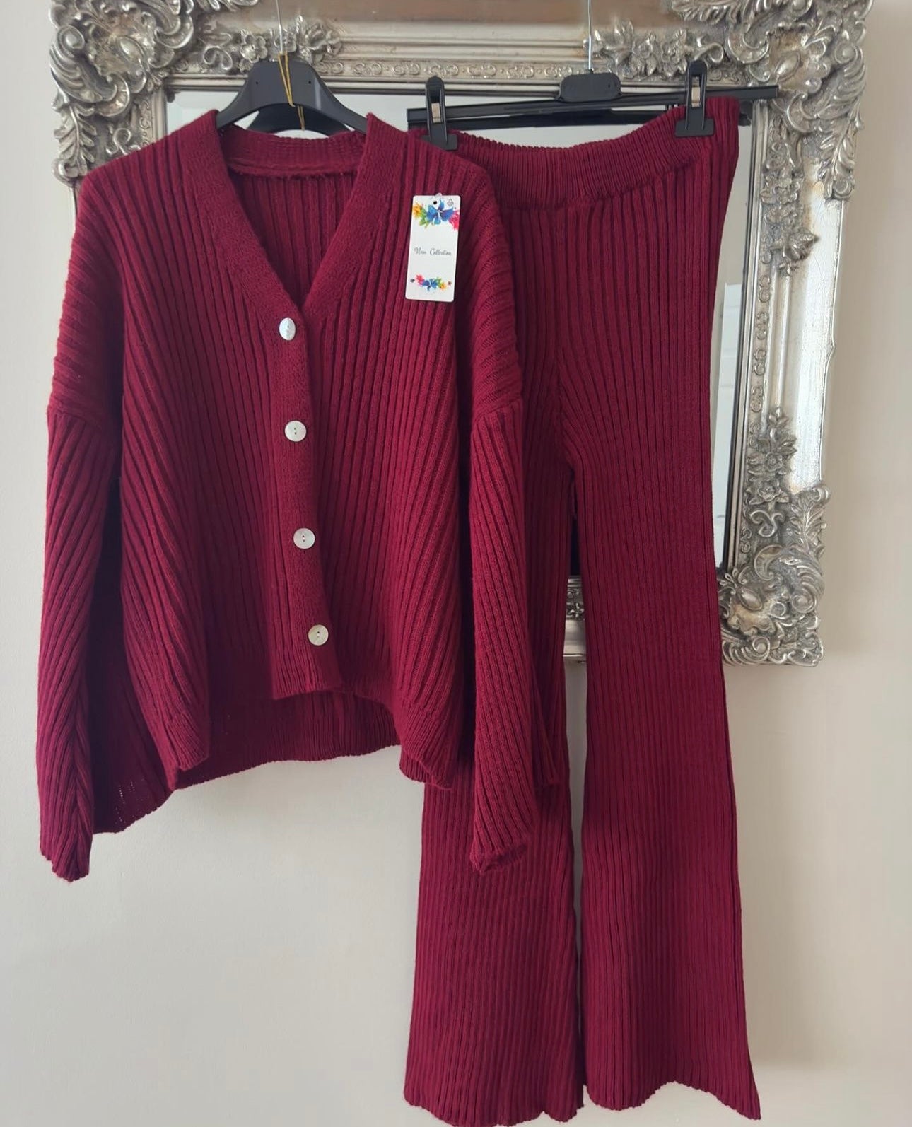 Burgundy Knit Cardigan Co Ord