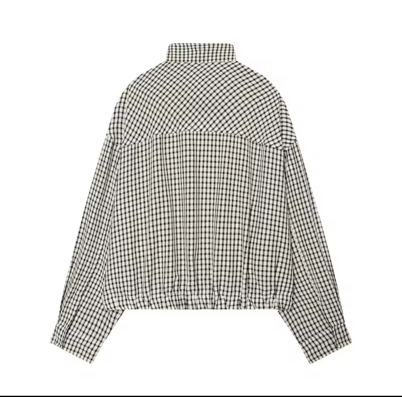 Oversized Gingham Check Bomber Jacket
