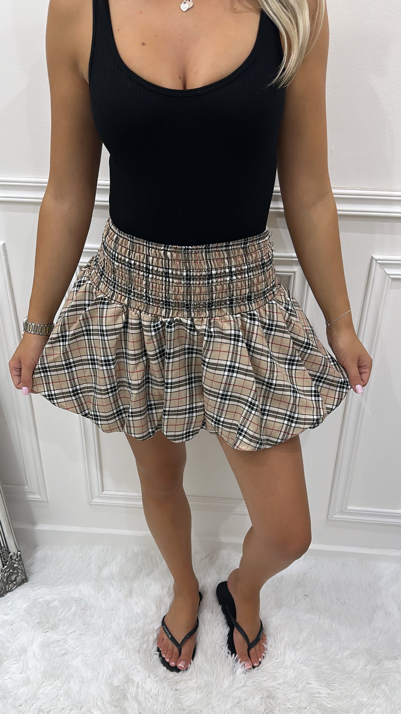 BB Pattern Puff Ball Skirt