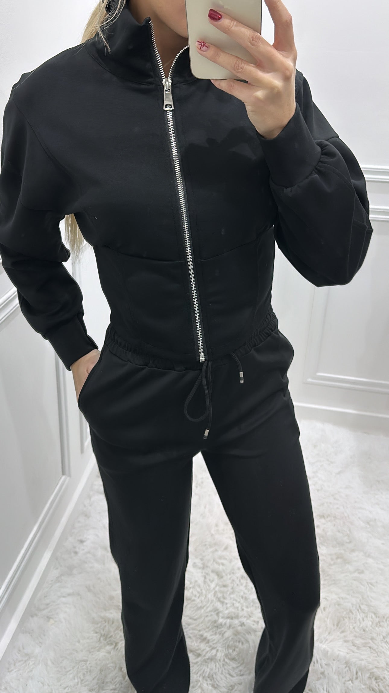 Black Zip Up Corset Style Tracksuit