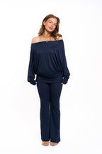 Navy Off The Shoulder Co Ord