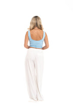 Baby Blue Ruched Square Neck Top