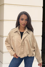 Suede Look Jacket Beige