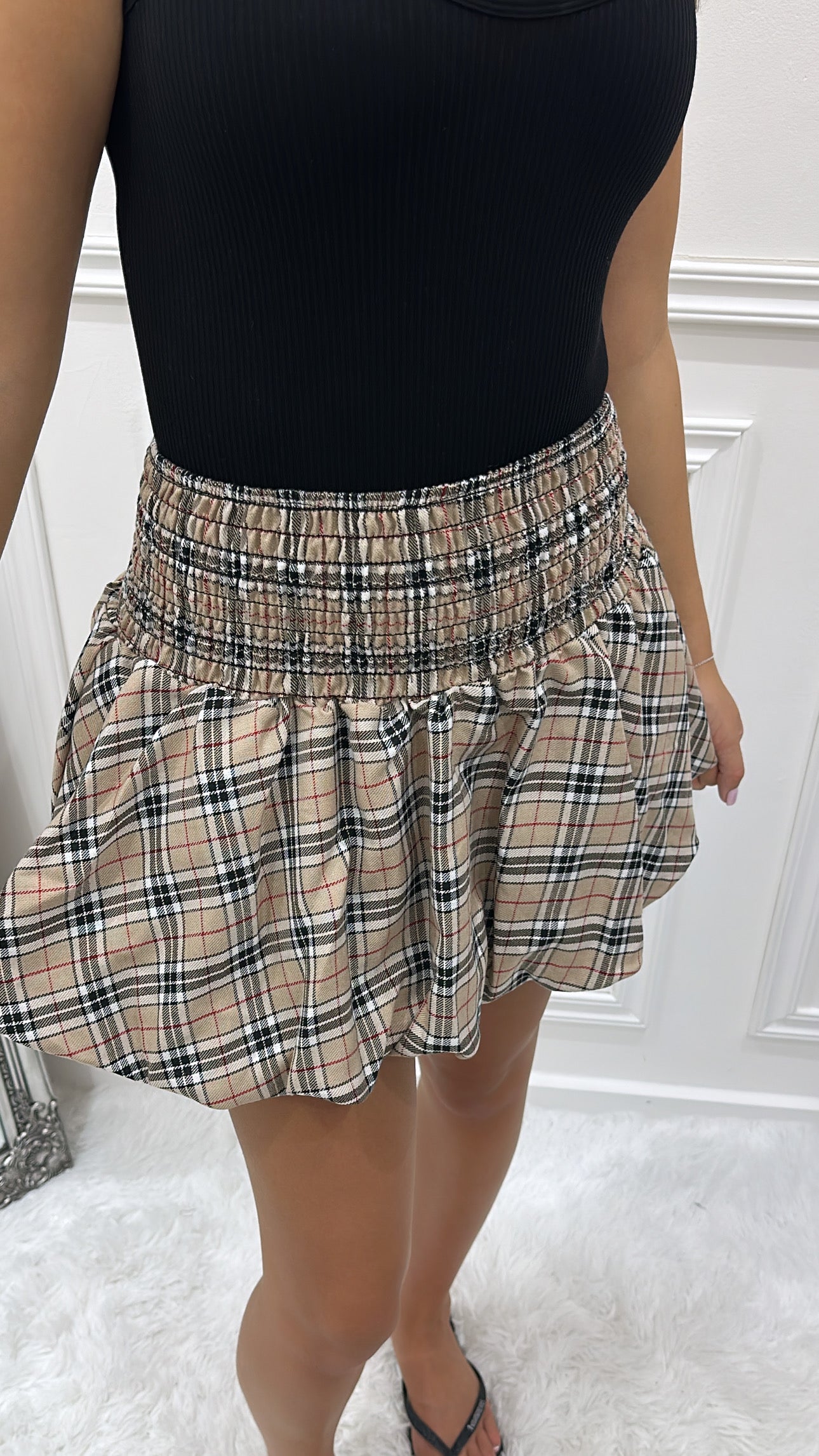 BB Pattern Puff Ball Skirt