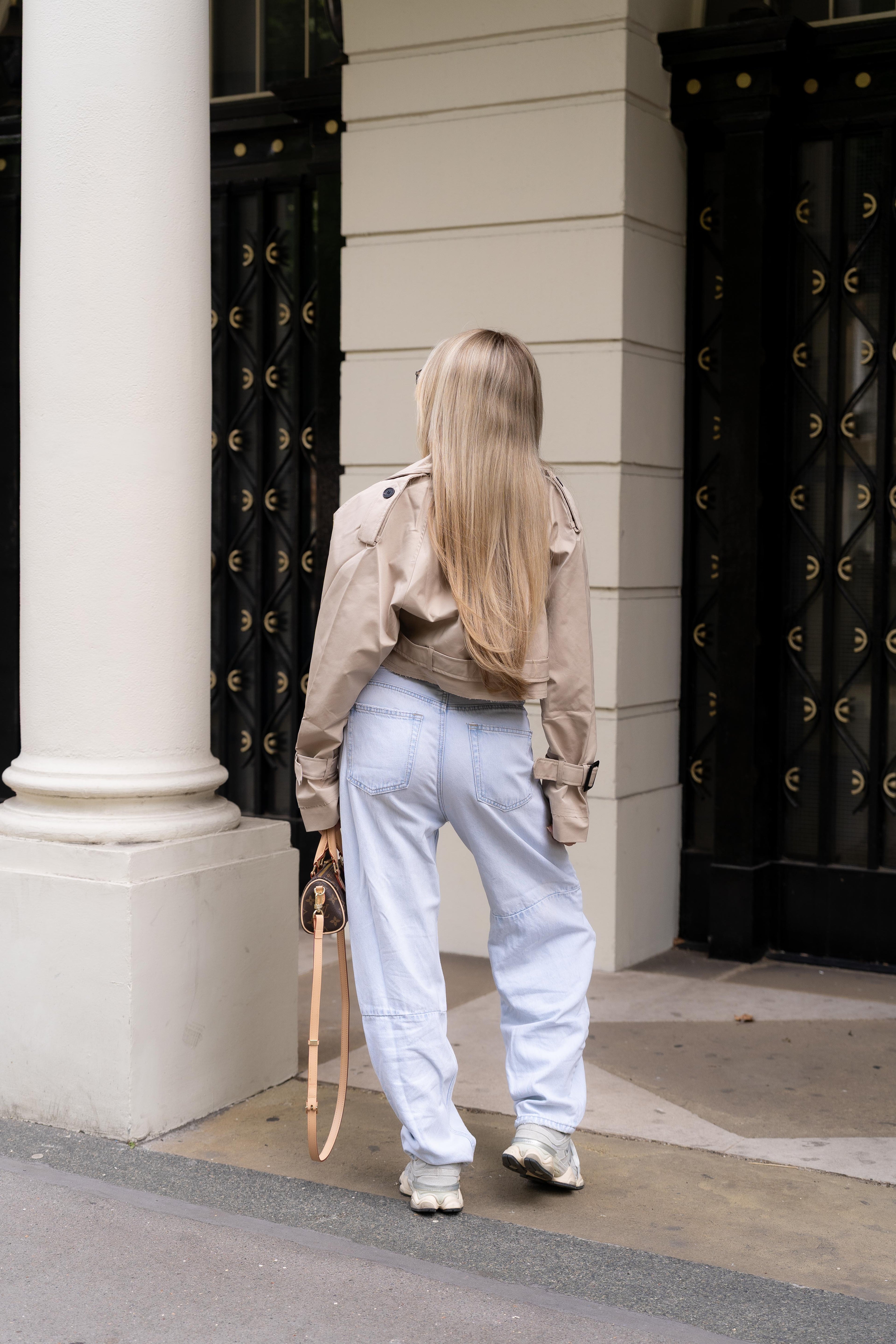 Cropped Mini Trench Coat Beige