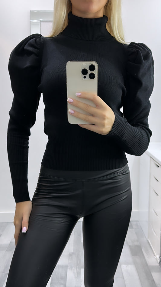 Black Roll Neck Jumper