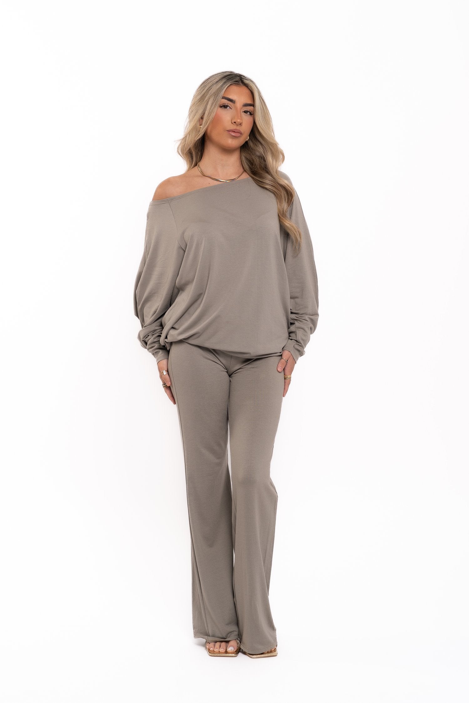 Dove Grey Off The Shoulder Co Ord