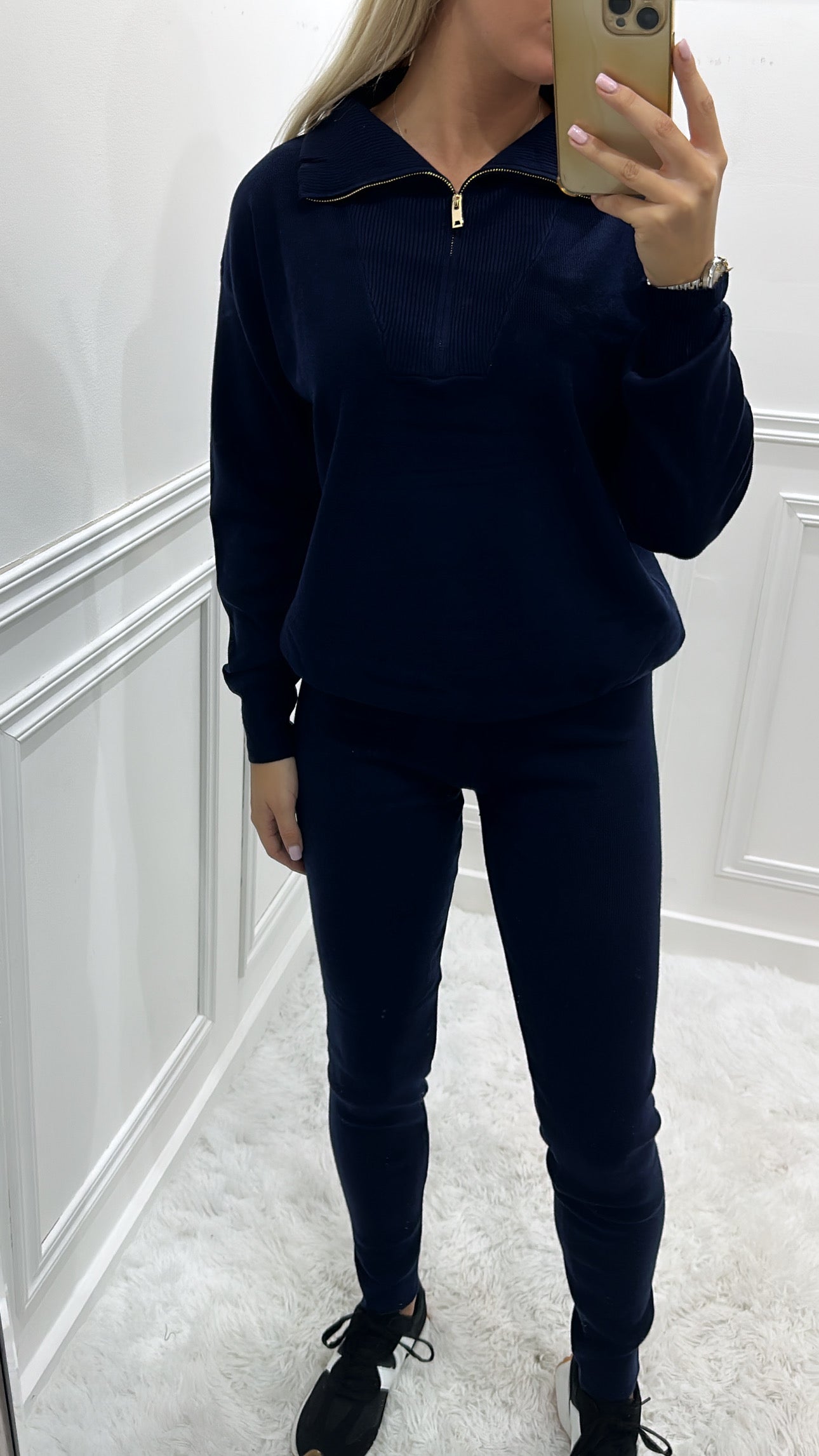 Navy & Gold Quarter Zip Tracksuit