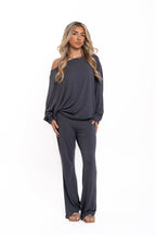 Charcoal Grey Off The Shoulder Co Ord