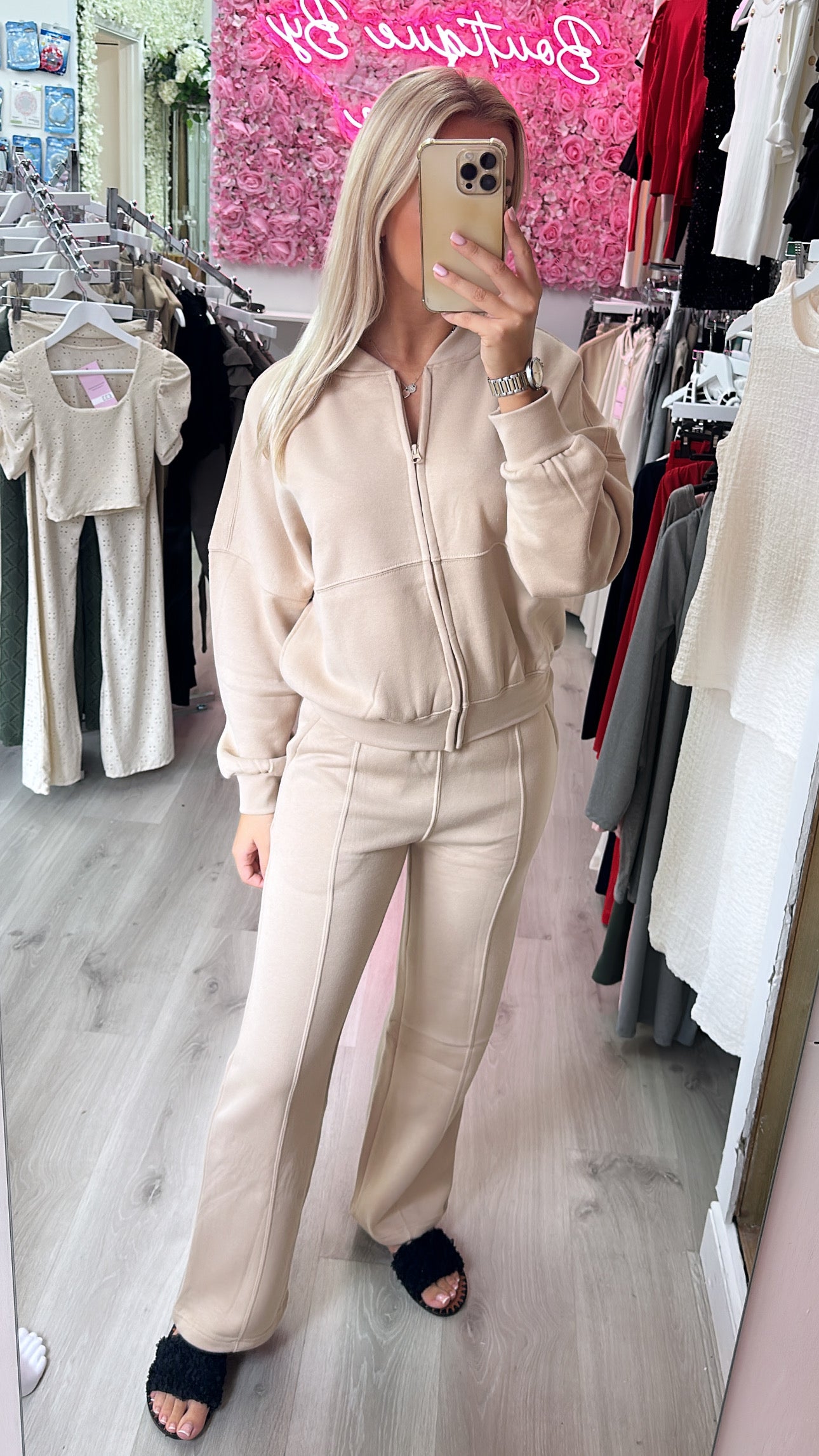 Beige Bomber Tracksuit