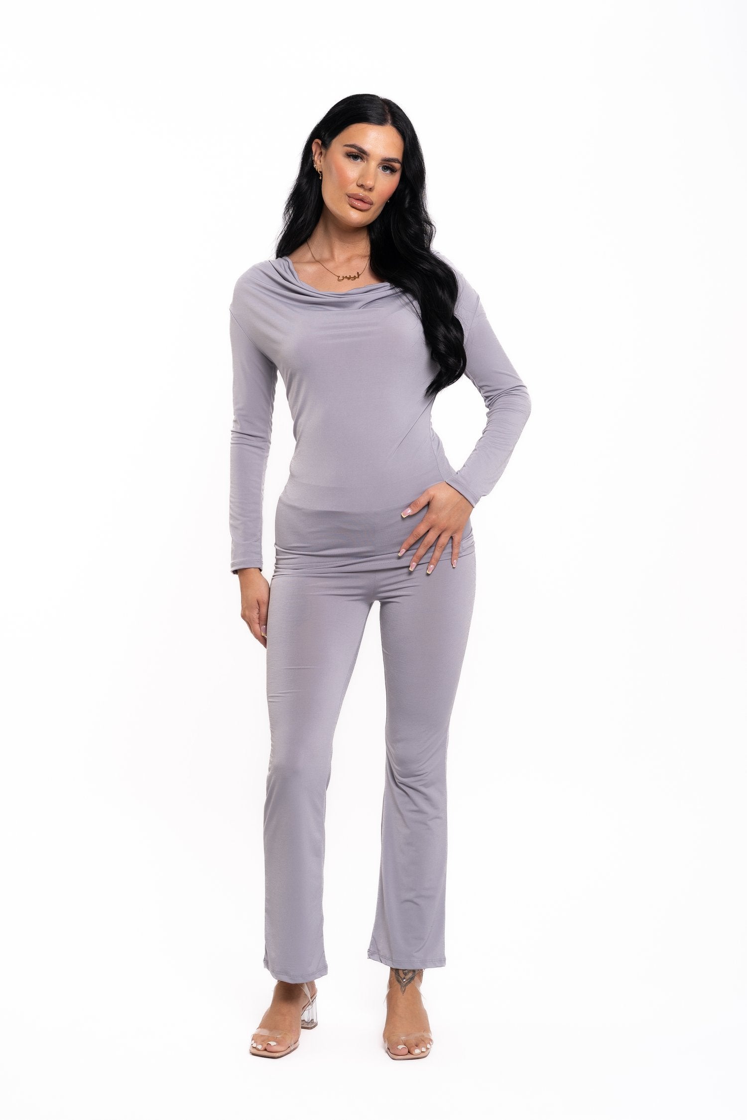 Light Grey Cowl Neck Co Ord