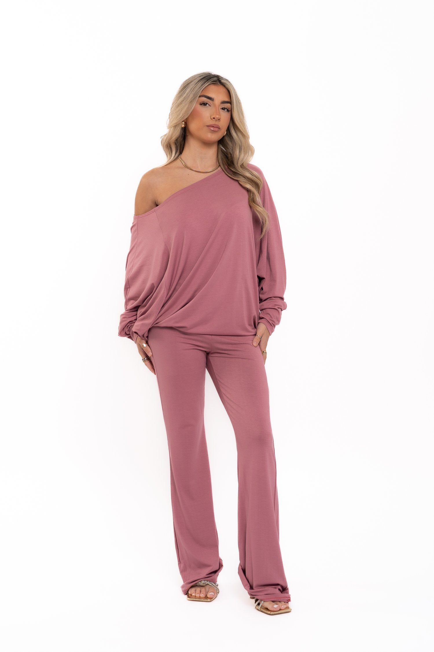 Flamingo Pink Off The Shoulder Co Ord