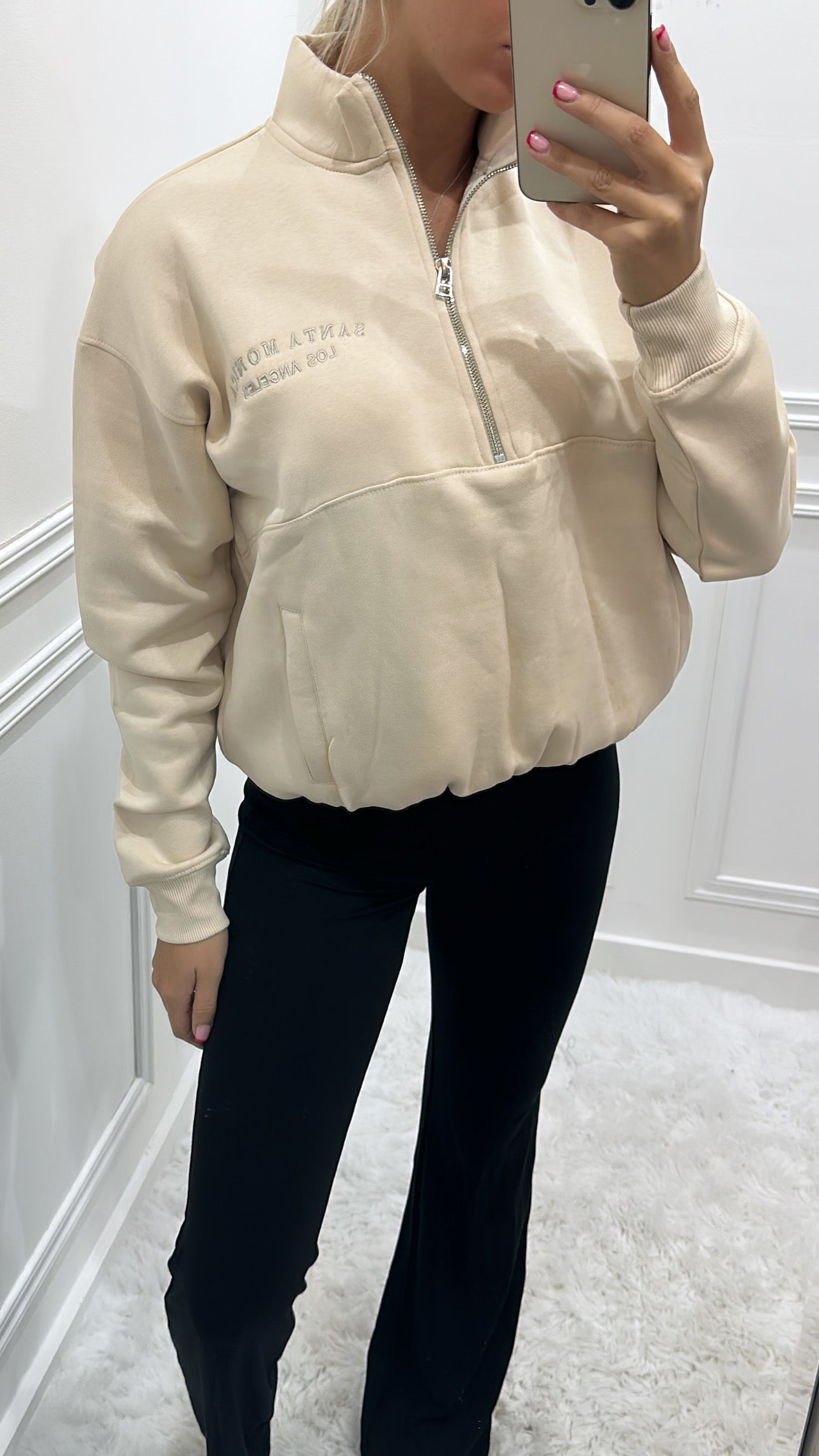 Beige ‘Santa Monica’ Quarter Zip Up Jumper