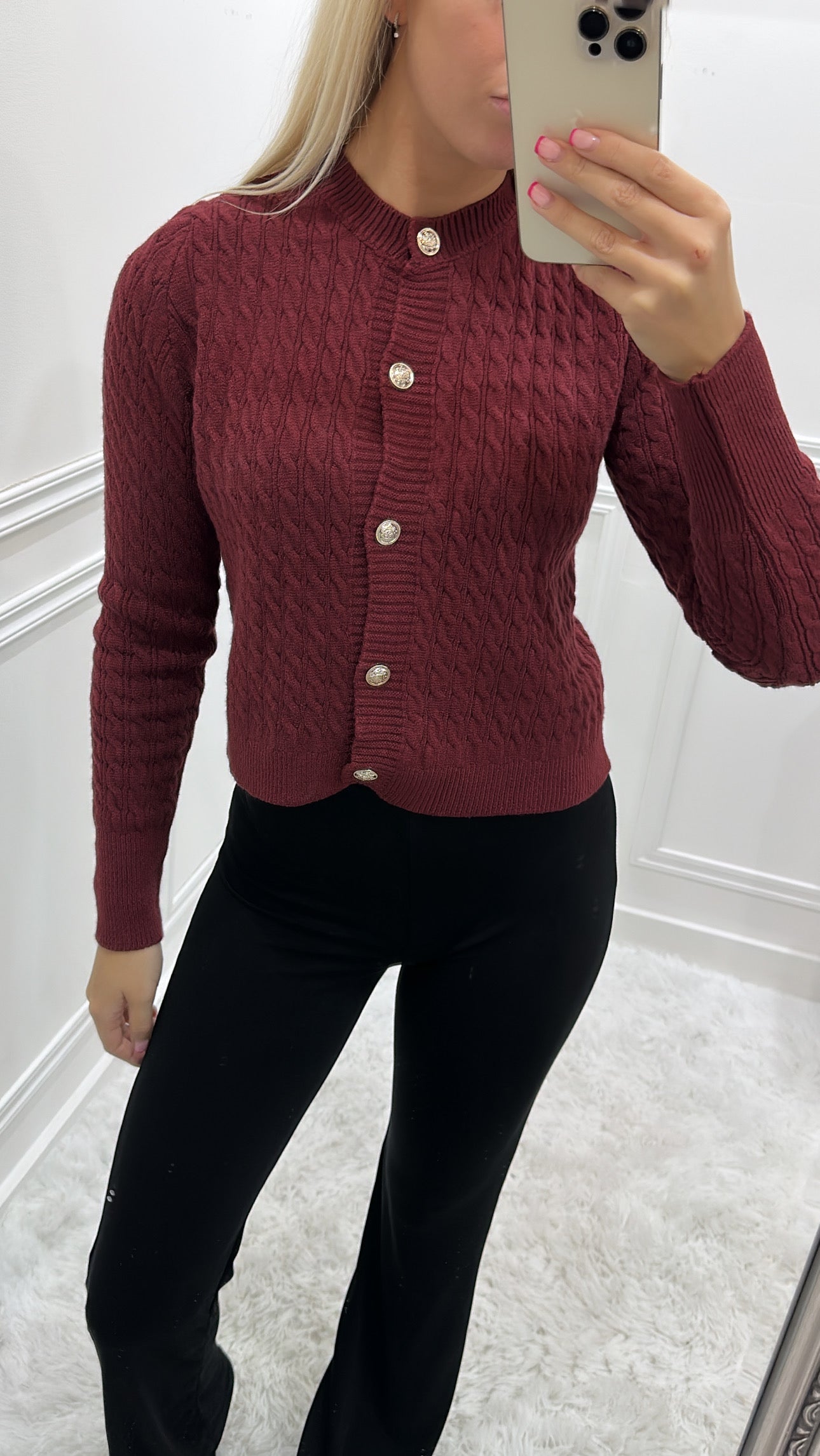 Burgundy Cable Knit Jumper