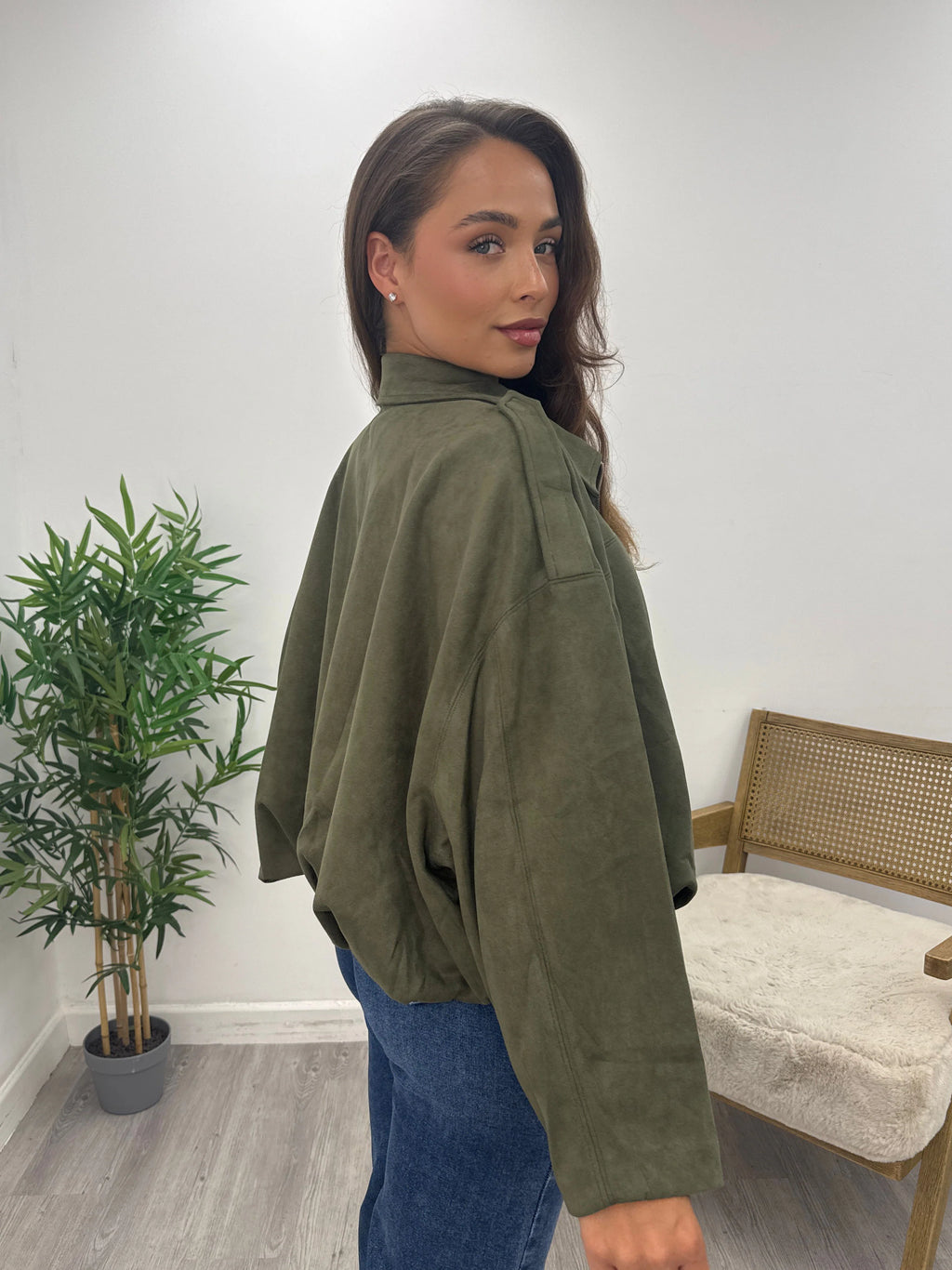 Suede Look Jacket Khaki