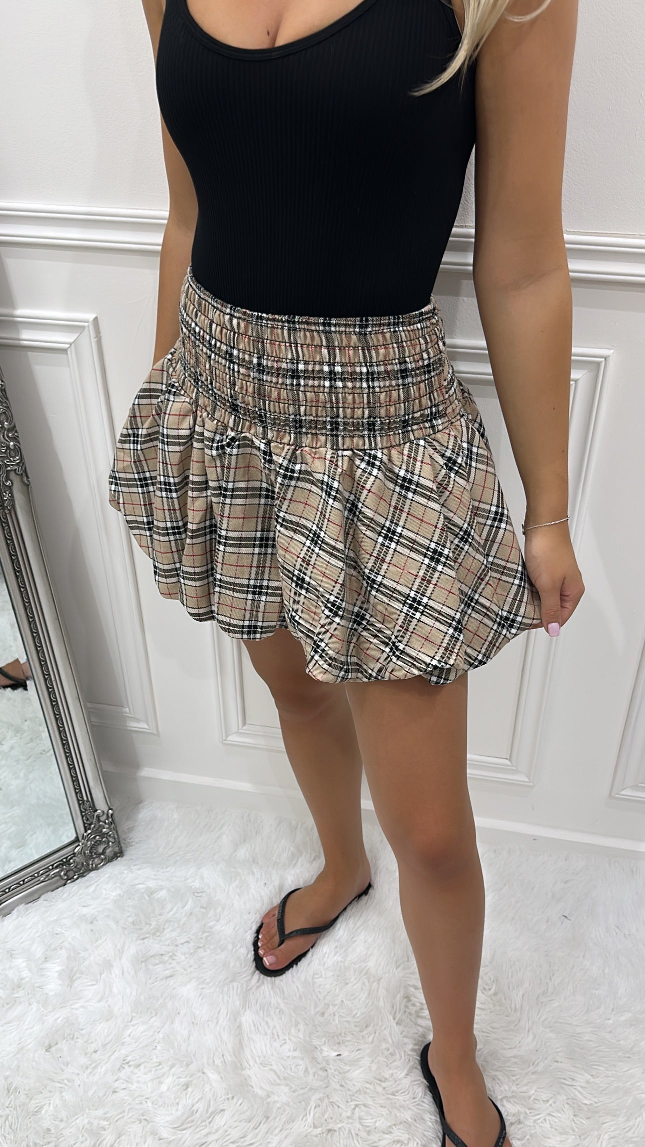 BB Pattern Puff Ball Skirt