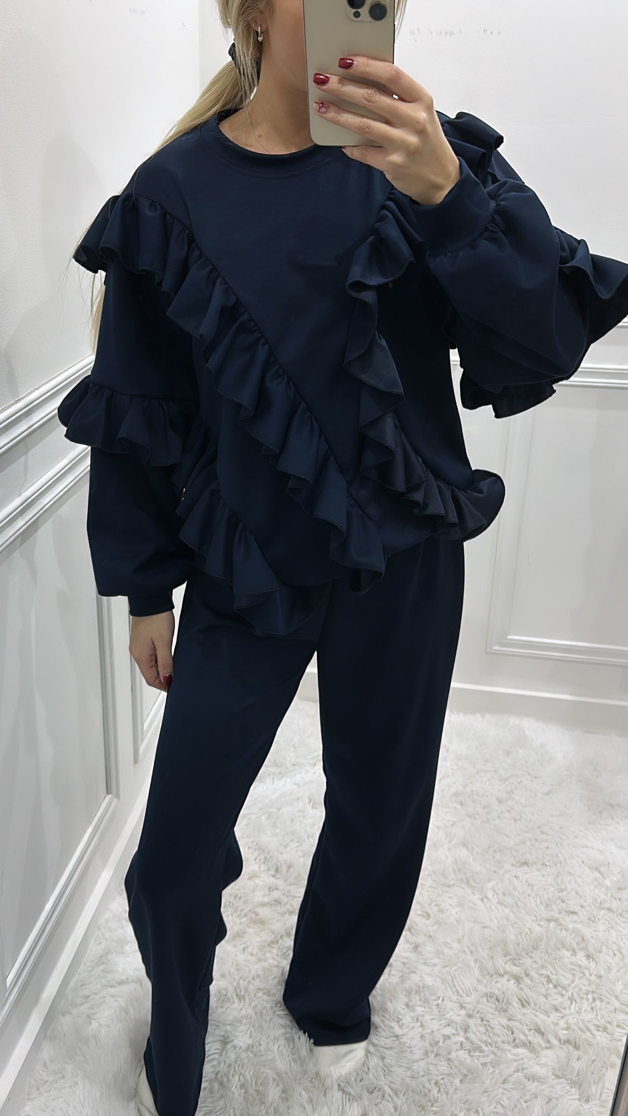 Navy Ruffle Tracksuit