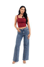 Burgundy Ruched Square Neck Top