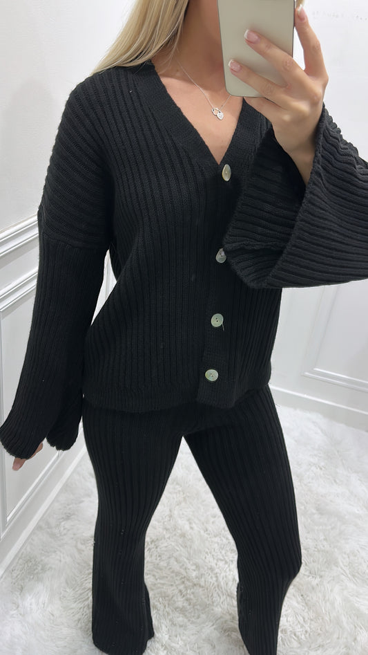 Black Knit Cardigan Co Ord