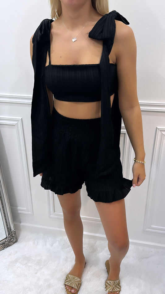 Black Bow Shorts Co Ord