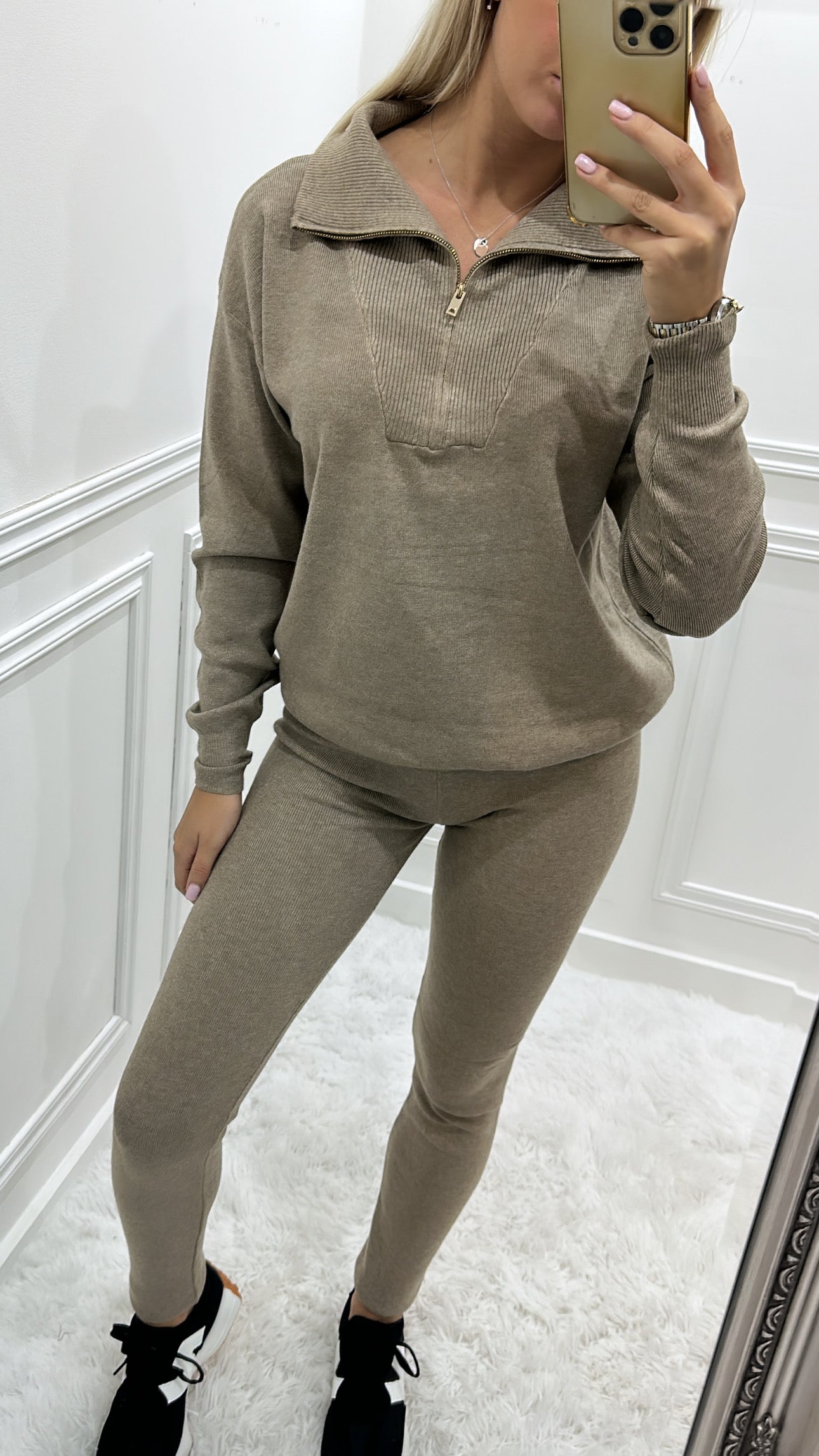 Mocha & Gold Quarter Zip Tracksuit