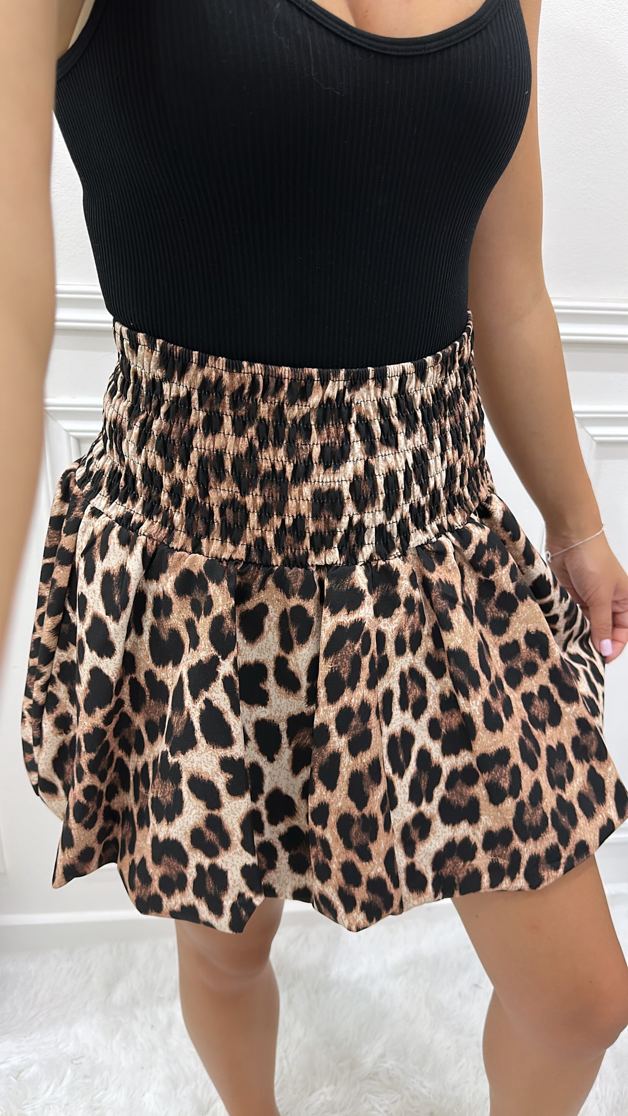 Leopard Puff Ball Skirt