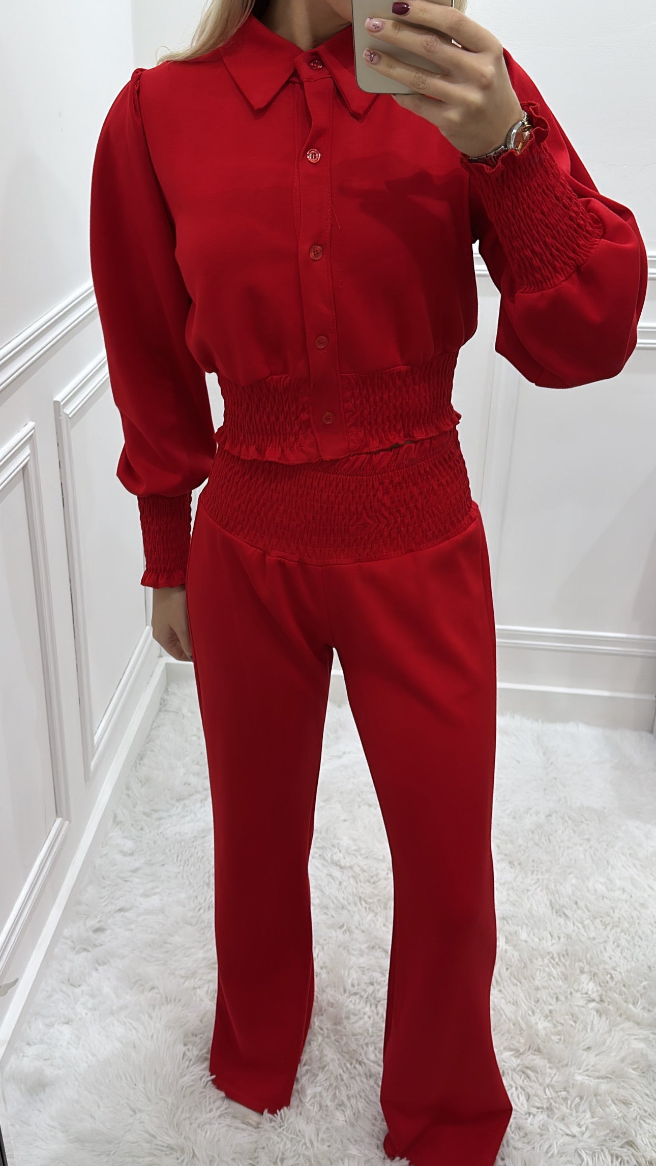 Red Buttoned Lounge Set