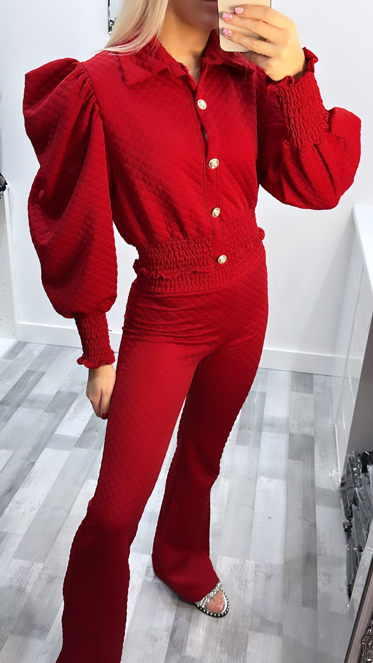 Red Quilted Lounge Set