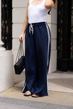 Navy & White Striped Jogger