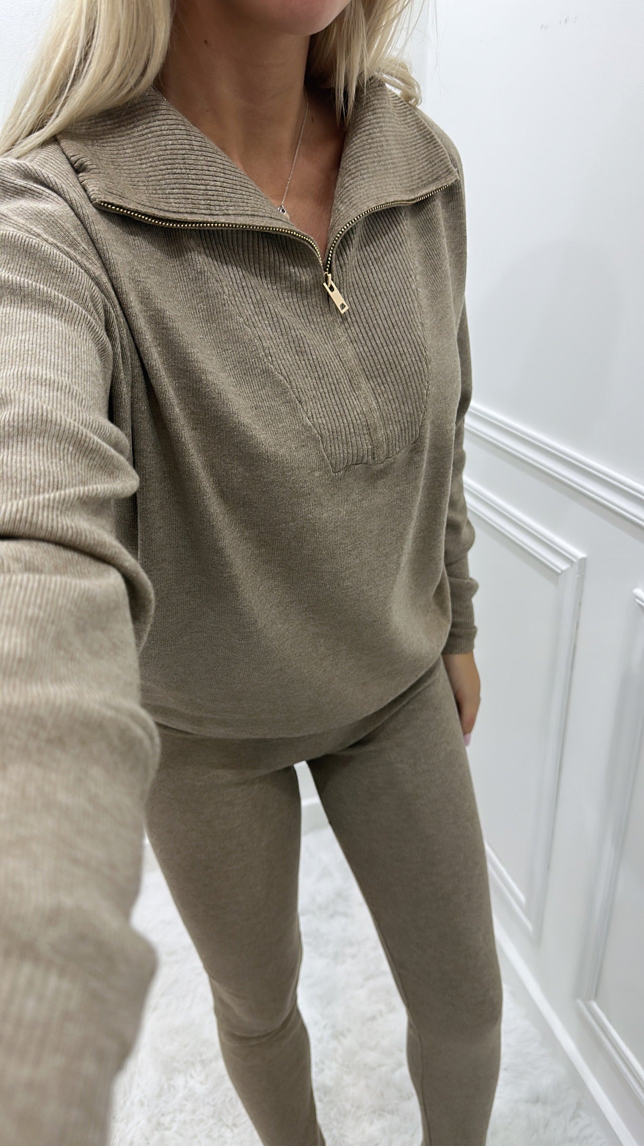 Mocha & Gold Quarter Zip Tracksuit