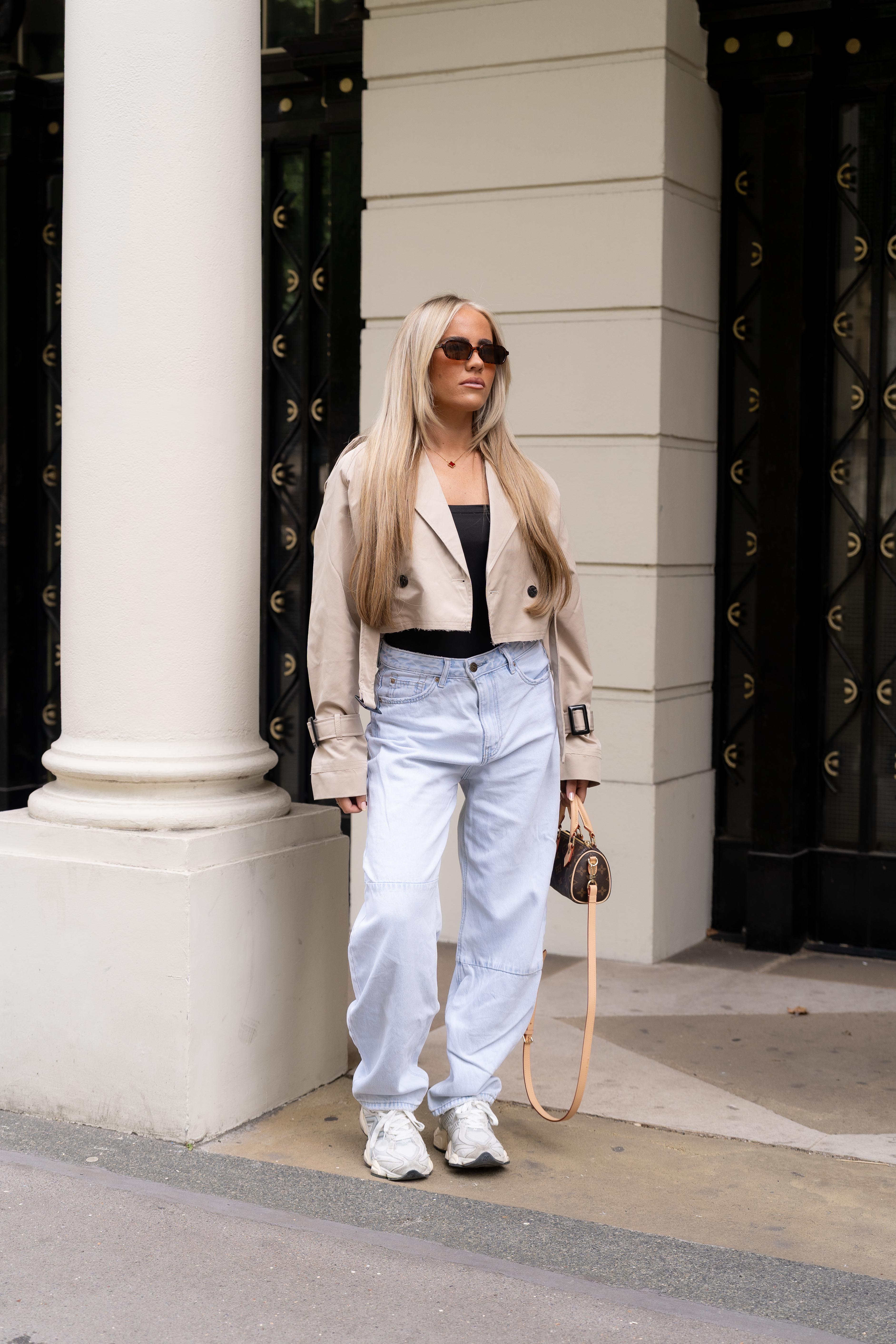 Cropped Mini Trench Coat Beige
