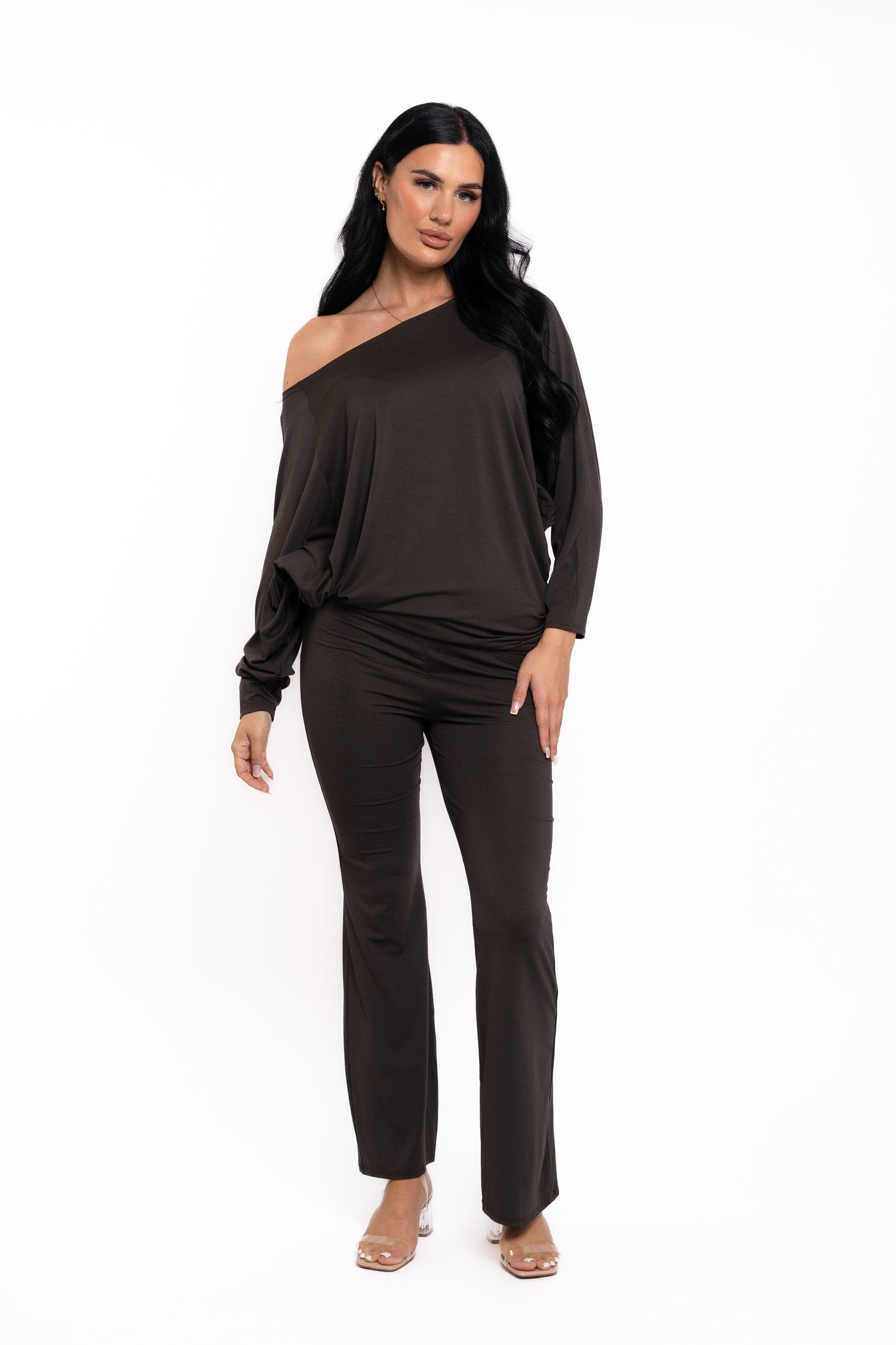 Chocolate Brown Off The Shoulder Co Ord