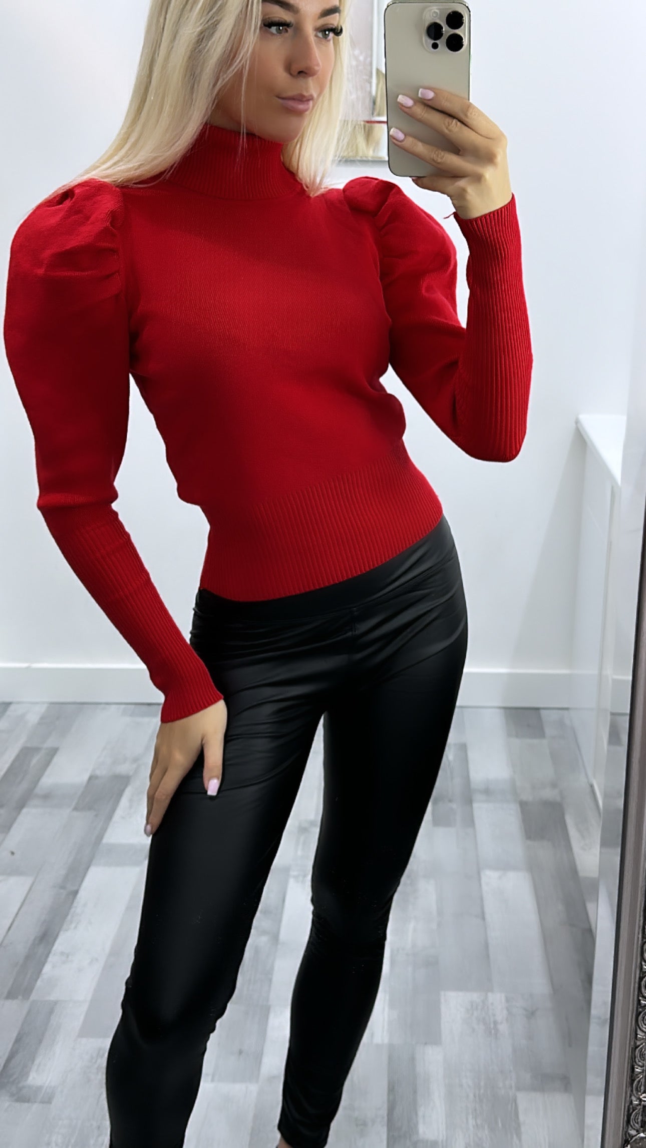 Red Roll Neck Jumper