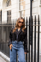 Cropped Mini Trench Coat Black