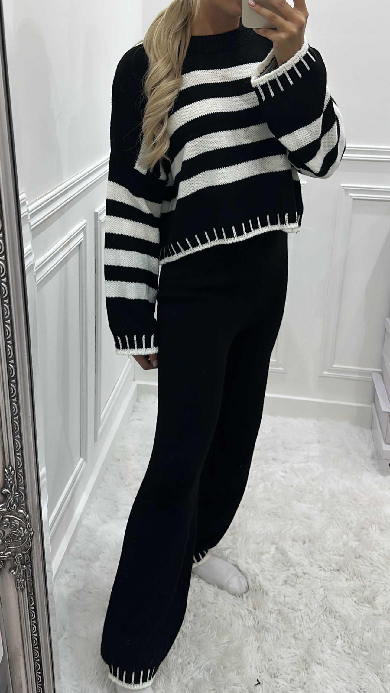 Black & White Knit Trouser Set